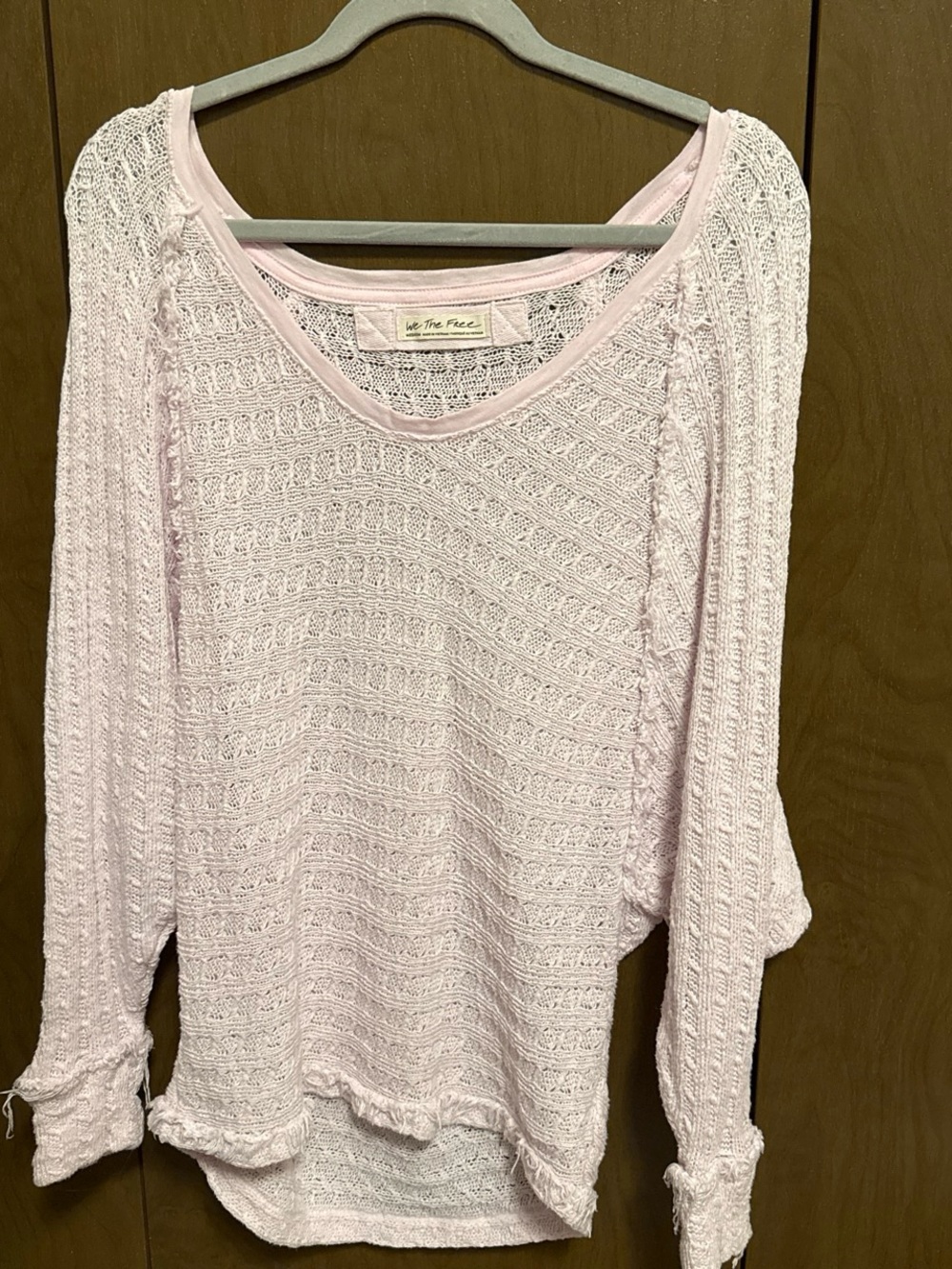 We The Free Pale Pink Open-Knit Top